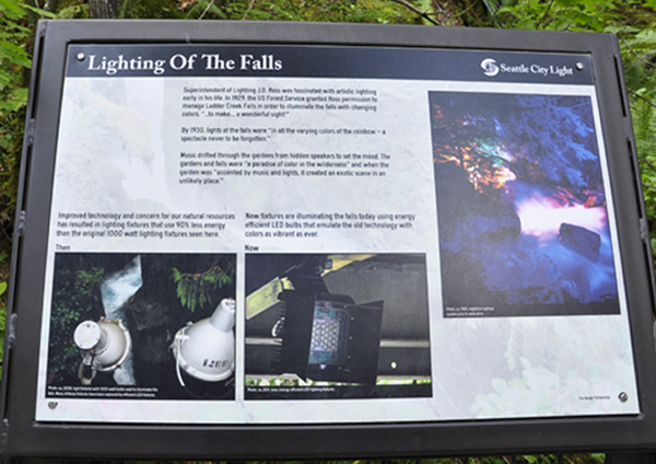 sign about Lighting of the falls